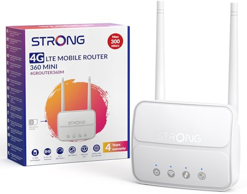 STRONG N300 Mbit/s WLAN 4G Router, 4G Cat4 LTE Netzwerk, 100Mbit/s LAN-Port, Abnehmbare Antennen, SIM-Karten-Router, Unterstützt bis zu 32 Geräte, Plug & Play, USB 3.0 (4GROUTER360M)