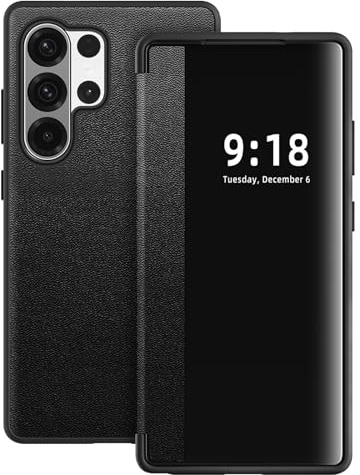 Croazhi Custodia per Samsung Galaxy S26 Ultra Coque, Clear View Flip Case a Patta 360 Full Body Pelle Protector Cover Antigraffio Folio Cover per Samsung Galaxy S26 Ultra 5G (nero)