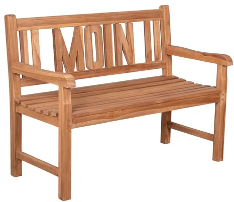Riess Ambiente Massive Gartenbank Empire Teak Moin - 120cm - Natur - Teakholz - Outdoor Sitzbank Bank Gartenmöbel