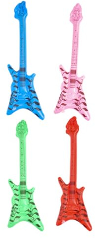 VILLCASE 4 Pezzi Chitarre Gonfiabili in Pvc Resistenti Strumenti Musicali Finti Impermeabili per Feste Tema Anni Decorazioni Rock Leggere e Riutilizzabili Colore Casuale