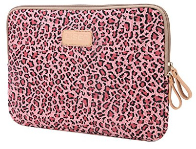 LaoZan Léopard Housse pour ordinateur portable Sac de transport Pochette Sacoche pour 6.5-15 Pouces ipad/Ultrabook/Netbook 12 Leopard rouge