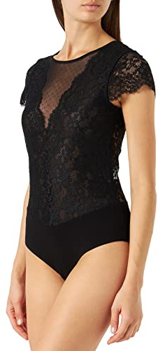 Morgan T-Shirt Manches Courtes en Dentelle Noir S