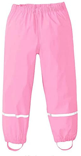 Chedin Pantaloni da pioggia unisex per bambini, impermeabili e antivento, traspiranti, non imbottiti, per ragazze e ragazzi (98, rosa)