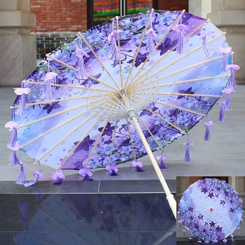 FLAIGO Parasol Asian Chinese Japanese Oil Paper Umbrella Decorative Wooden Handle Classical Colorful Painting Dancing Props for Wedding Fancy Dress Cosplay Photography Dancing