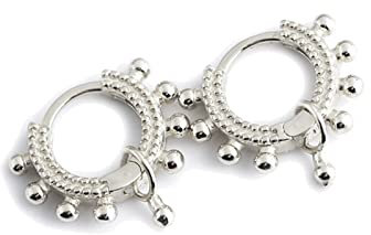 Creolen 8mm, Ohrringe Damen Nobel Versilbert mit Perlen mit 925 Silberner Nadel Knorpel Piercing Ohr für Frauen