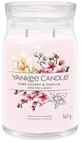 Yankee Candle Signatur doftljus | Rosa körsbär och vanilj stort burkljus med dubbla vekar | Sojavaxblandning, långt brinnande ljus | perfekta gåvor för kvinnor