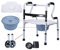 Caminador plegable con ruedas enrollables, silla de ducha con maceta para personas mayores, plegable con 2 ruedas, altura ajustable, silla de transporte con marco para caminar con asiento abatible,