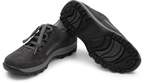 VITAFORM Wanderschuhe für Damen I Wasserabweisende Trekking-Halb-Schuhe I Nubuk-Leder-Schuhe I Stabiler Halt und maximaler Comfort I Austauschbares Luftpolster-Fußbett I Weite H anthrazit, 38