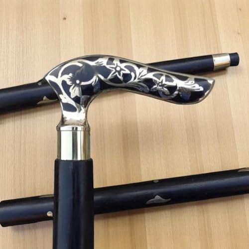Dolchi Canne télescopique vintage victorien en bois avec poignée en laiton – Idéal pour grand-père et grand-mère, parfait pour Noël