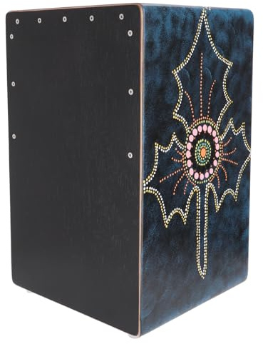 Farbige Cajon, Holztrommel Percussion Instrument mit Bass, Dot Art Leaf | Hochwertige HPL und Sperrholz, handgemaltes Design, ideal für Jam Sessions und Gigs, 20-spiraliger Snareteppich.