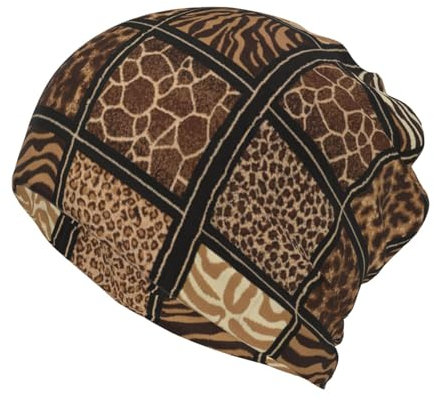 BREAUX Cool Wassermelone Print Multifunktions Casual Hut Winter Warme Hut Weiche Stretch Hut Unisex Hut Turban Kopfbedeckung, Wilder Zoo, One size