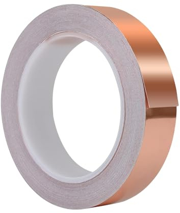 SOONPAM Kupferfolienband 25mm x 20m Leitfähiges Metallfolien-Klebeband für Gitarre, EMI-Abschirmung, Kunsthandwerk, Buntglas, Lötpapier-Schaltkreise, elektrische Reparaturen und Erdung