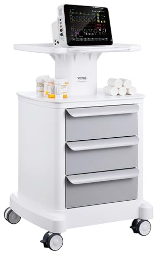 VEVOR Laborwagen Medizinwagen mit 3 Schubladen und 1 oberer Ablage, Rollbarer Laborwagen ABS-Material, 50 kg belastbarer Servierwagen Medizinischer Wagen für Labor, Klinik, Krankenhaus, Salon, weiß
