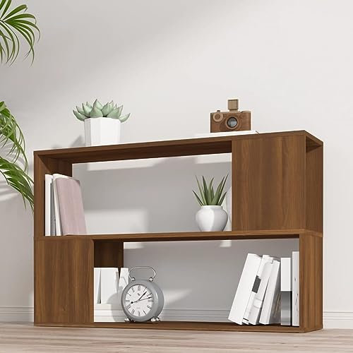 Higsose Bücherregal für Wohnzimmer Braun Eichen-Optik 100x24x63 cm Holzwerkstoff Standregal Arbeitszimmer für Zeitschriften Raumteiler Homeoffice Vielseitiges Regal Schlafzimmer Büro-Bücherregal