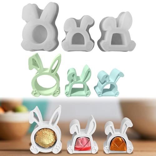 Silikonformen Gießformen Ostern, 4 Stück Osternhase Silikonform Ostern Geldgeschenk Silikonform Hase Gipsformen zum Gießen Ostern Pralinenschachtel Gießformen Silikon Ostern für Geldgeschenke (N)