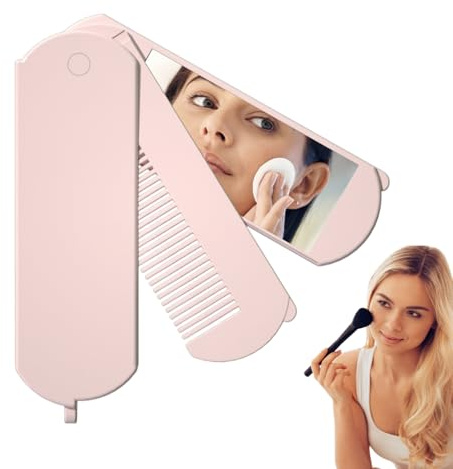 Peine plegable para cepillo de pelo, peine de bolsillo, espejo de cuidado plegable, accesorio de vanidad de doble propósito, elegante peine de viaje, elegante peine de pelo liso para vacaciones de
