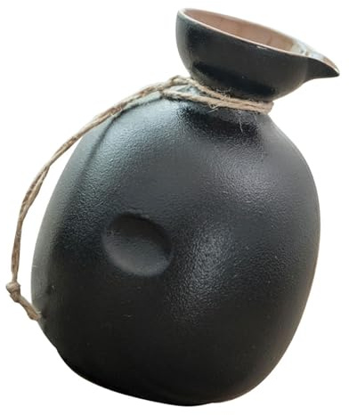 Generic Ceramic Wine Pot Japanese Sake Kettle 300Ml Black Classic Japanese Style Fine Texture Easy to Warm Or Cool Sake for Entertaining Family Or Guests at Home and Restaurants