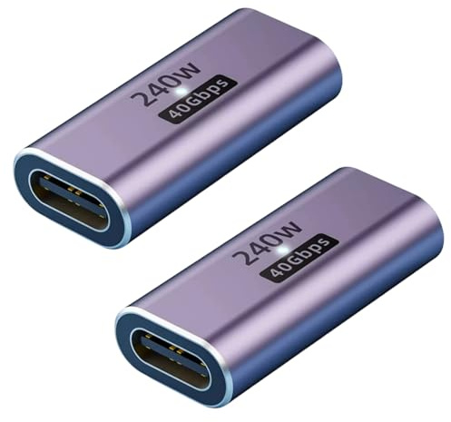AYHYHLJZJ 2 Piezas Adaptador USB Tipo C Hembra a Hembra 240W, Adaptador USB Hembra a Hembra de 40Gbps Que Soporta 8K@60Hz, Conversor USB 4.0 para MacBook, iPad, iPhone y Dispositivos Galaxy