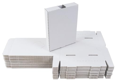 Versandkartons 185x135x35 mm 50er Set Großbrief Weiß Faltkartons Versand | BURI Faltkartons aus Wellpappe für Warensendungen, Ecommerce, Lager, Versand und sichere Verpackung im täglichen Einsatz