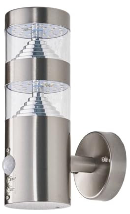 Lindby Edelstahl LED Wandlampe aussen mit Bewegungsmelder, Aussenwandleuchte spritzwassergeschützt IP44 1x 8,1W warmweiß (3.000K)