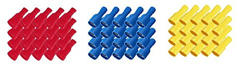 Flachsteckhülsen vollisoliert 6,3 x 0,8 mm 150x Flachsteckhülse 50x Rot + 50x Blau + 50x Gelb Crimpzange Flachstecker Crimp Zange Flach Stecker Kabelschuhe kfz ARLI