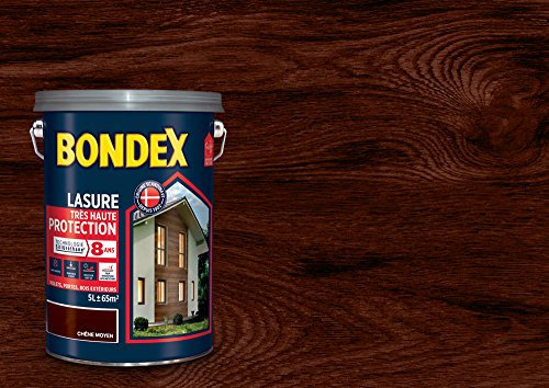 Lasure Haute Protection 8 Ans, Bondex - Chêne Moyen Satin, 5L