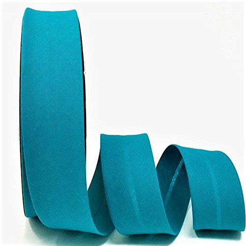 Schrägband in Blaugrün von Byetsa, 30 mm, Poly-Baumwollgewebe, Schrägband auf einer 25-m-Rolle