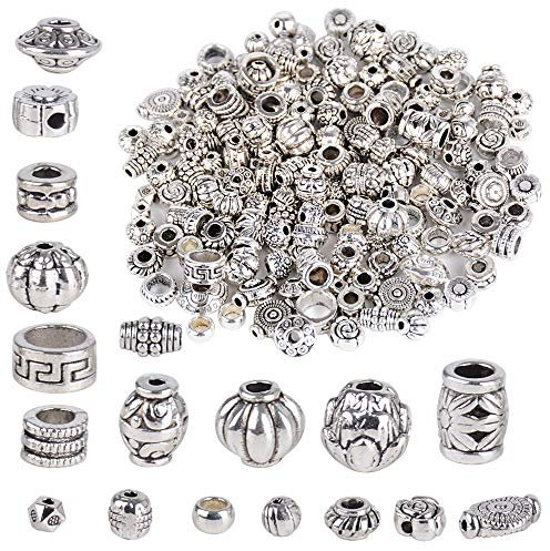 100 g 200 Stück Zwischenperlen, rund, antik, tibetanisch, Trennscheibe, Unterlegscheibe aus Metall, Abstandsperlen, Unisex, für die Herstellung von Schmuck, Charm, Halskette, Armband
