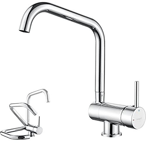 IBERGRIF, Vorfenster Küchenarmatur, Einhebel Wasserhahn für Küche mit hoher Auslauf 311 mm, Silber