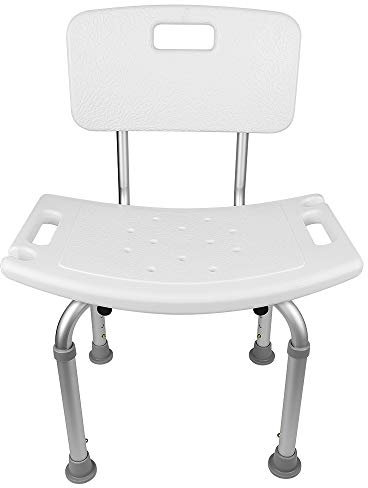 shunyi fashion Duschhocker mit Rückenlehne, Badhocker 120KG, Höhenverstellbar 71-83,5 cm, Die Sitzfläche Hat Drainagelöcher, Duschsitz für ältere Menschen, Schwangere Frauen, Behinderte