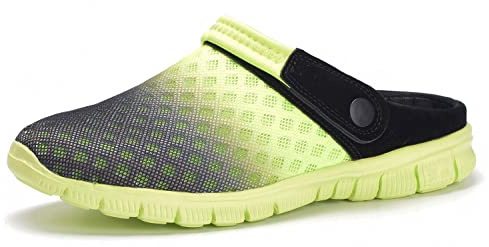 Herr dam träskor trädgårdsskor andningsbara nättofflor strandsandaler utomhussport vardag sommar flip flops, Svart grön C, 37 EU