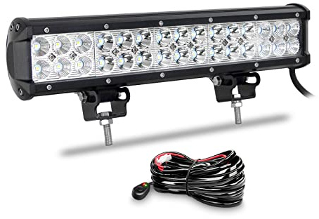 Willpower Led Lichtleiste Balken 12V 24V 15 90W für Auto Offroad KFZ | Lightbar Arbeitsscheinwerfer, mit 12V Kabelbaum, 6000K Weiß, IP67 Wasserdicht, Beleuchtung für Traktor ATV Boot Quad