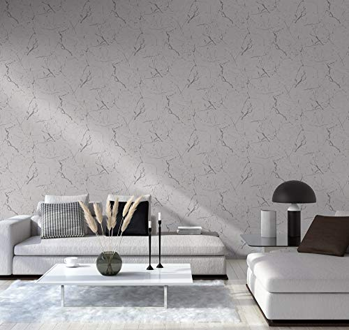 TRENDWALLS Marmortapete weiß grau Marmor Vliestapete in Marmoroptik Moderne und edle Wohnzimmer Tapete Mustertapete hochglänzend glatt