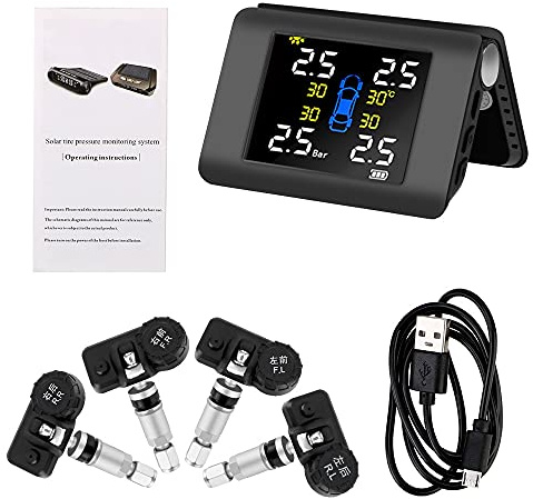 Tpms Système de surveillance de la pression des pneus de voiture Affichage de l'alimentation solaire avec 4 capteurs externes ou intégrés Capteur Pression Pneu (Color : Internal Sensors)