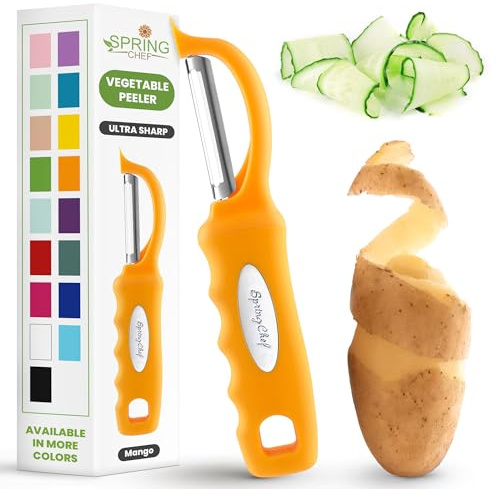 Spring Chef Premium Swivel Vegetable Peeler, Soft Grip Handle and Ultra Sharp Stainless Steel Blades - Perfect Kitchen Peeler For Veggie, Fruit, Potato, Carrot, Apple - Mango