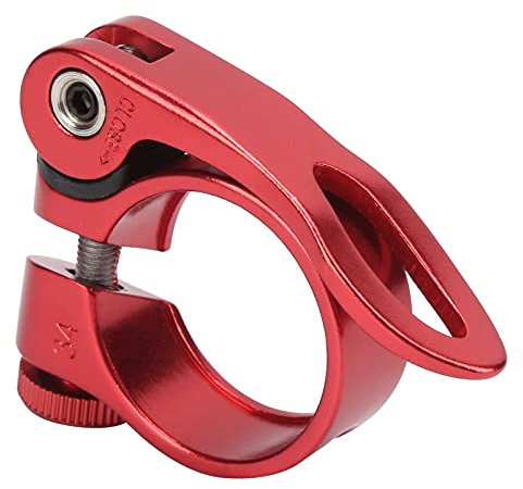 Agatige Fahrrad-Sattelstützenklemme, Schnellspanner-Sattelklemme aus Aluminiumlegierung für Straßen-Mountainbike XT-C68 31,8 mm(rot)