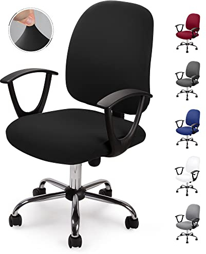 Computer ufficio sedia della copertura coprisedia elasticizzato rimovibile Copertina Cover da Sedile Coprisedia separato in stile semplice e moderno, per sedie da ufficio girevoli-No Sedia (Nero, 2)