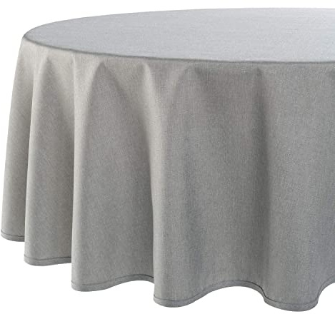 Tischdecke Wien Home - mit Fleckschutz Leinenoptik - 160 cm rund grau | Wasserabweisende Gartentischdecke – die strapazierfähige und pflegeleichte Decke für drinnen & draußen