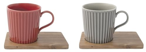 Easy Life Set mit 2 Tassen, 38 cl, Porzellan, mit Untertasse, ACCACIA TAKE A BREAK