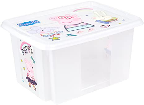 keeeper Peppa Pig Boîte de Rangement avec Couvercle, Pivotante et Empilable, Pour Enfants, 15 L, Karolina, Natural Transparent