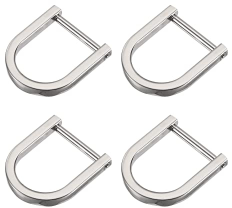METALLIXITY 4pz Ferro Cavallo Cerchio a D 20mm Avvitati Argento Tono | per Auto Chiavi Portachiavi Borse Pelle Artigianato, Forma U Fibbie Grillo