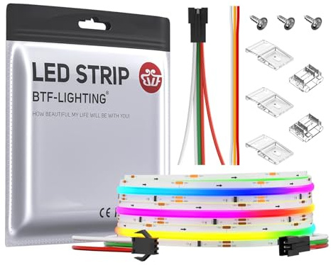 BTF-LIGHTING FCOB SPI RGB Flexible Hohe Dichte COB LED-Streifen WS2811 IC LED Strip 3M 720LEDs/m DC12V IP30 Nicht Wasserdicht Chasing Farbe DIY Dekoration(Nicht inhalt Controller&Netzteil)
