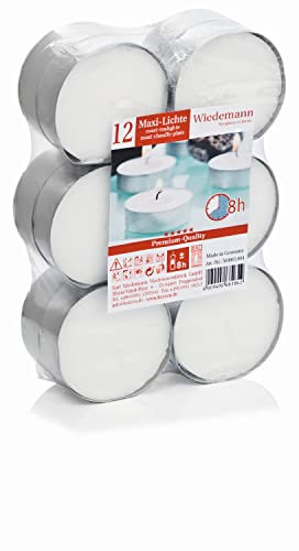 INNA-Glas Velas de té Grandes Kenny, 12 Piezas, Blanco, 1,9 cm, Ø5,7 cm, 8h - Velas candelita