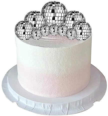 BSNRDX Disco Ball Cake Decorations,Disco Ball Cake Toppers Cupcake Toppers 1970s Disco Themed Cake Toppers for Disco Theme 70's Party Supplies (10 PCS)