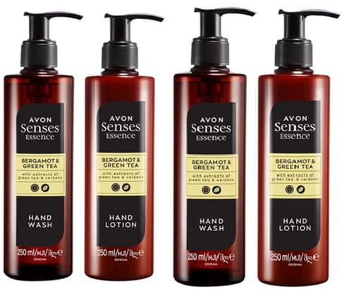 2 sets of Avon Senses Essence Bergamot & Green Tea Hand Care Duo Set with 250ml bottles includes Hand Wash and Hand Lotion - Sold By Ultimate Things