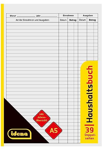 Idena 10845 - Fahrtenbuch, DIN A5, für ca. 540 Fahrten, 30 Doppelseiten, vom Finanzamt anerkannt