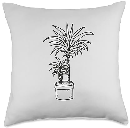 Plants for Botanists with Green Thumbs Dragon Tree Dracaena Yucca Palm Lily Throw Pillow, 18x18, Multicolor