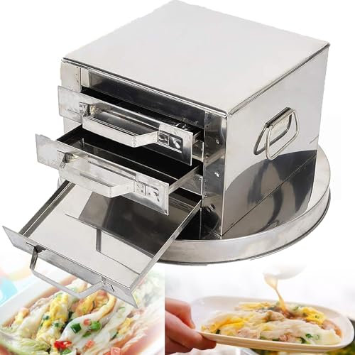 LINTAIZUO MáQuina De Rollos De Fideos De Arroz, Rollo De Arroz, Vaporizador De Arroz, Rollo De Fideos De Arroz, Cesta De Vapor De 3 Capas, Rollo De Fideos De Arroz De Acero Inoxidable