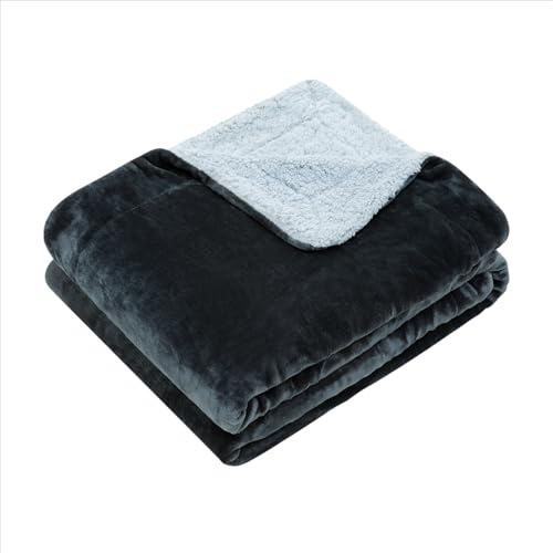 Paco Home Kuscheldecke Flauschig Decke Sofa Sherpa Sofaüberwurf Couchdecke Wohndecke Wohnzimmerdecke Wendbar Skandi, Farbe:Anthrazit 1, Größe:200x240cm