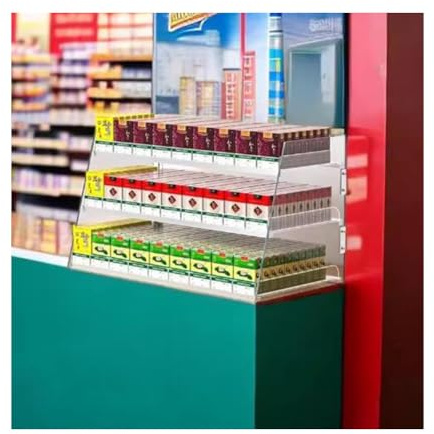 GRRICEPL Store Cigarette Display Shelves, Trapezoidal Multi-layer Cigarette Rack, Wall Mounted Retail Display Case, Automatic Cigarette Pusher (Color : Clear, Size : 32x29x30cm)